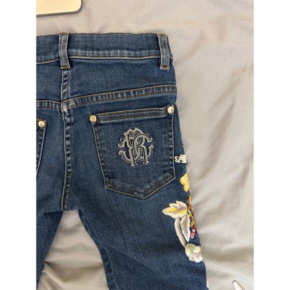 Kids Roberto Cavalli Embroidered Sequin Birds‎ Denim Jeans Size 6 122 - Picture 9 of 16